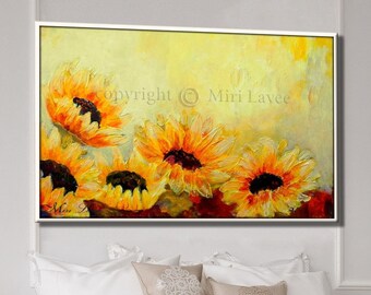 Sunflower Canvas Paintings Sunflower Drawing Bedroom Decor – BigProStore