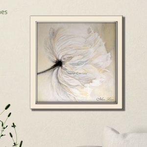 Small White Flower Art Print on Paper, Mini Living Room Art, Tiny Floral Wall Art, Housewarming Gift, White Bedroom Nature Print
