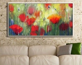 Extra Large Abstract Flower Oil Painting on Canvas, Big Vibrant Floral Art for Living Room, Colorful Office Decor, Large Floral Painting