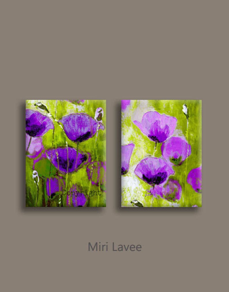 Wall Art Set Canvas Set Art Set of 3 Canvas Art Set Purple Etsy