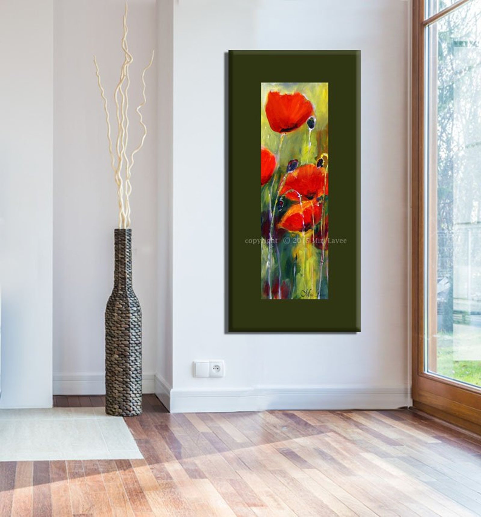 Stairway Wall Art, Stairway Wall Decor, Large Vertical Art, Long Flower