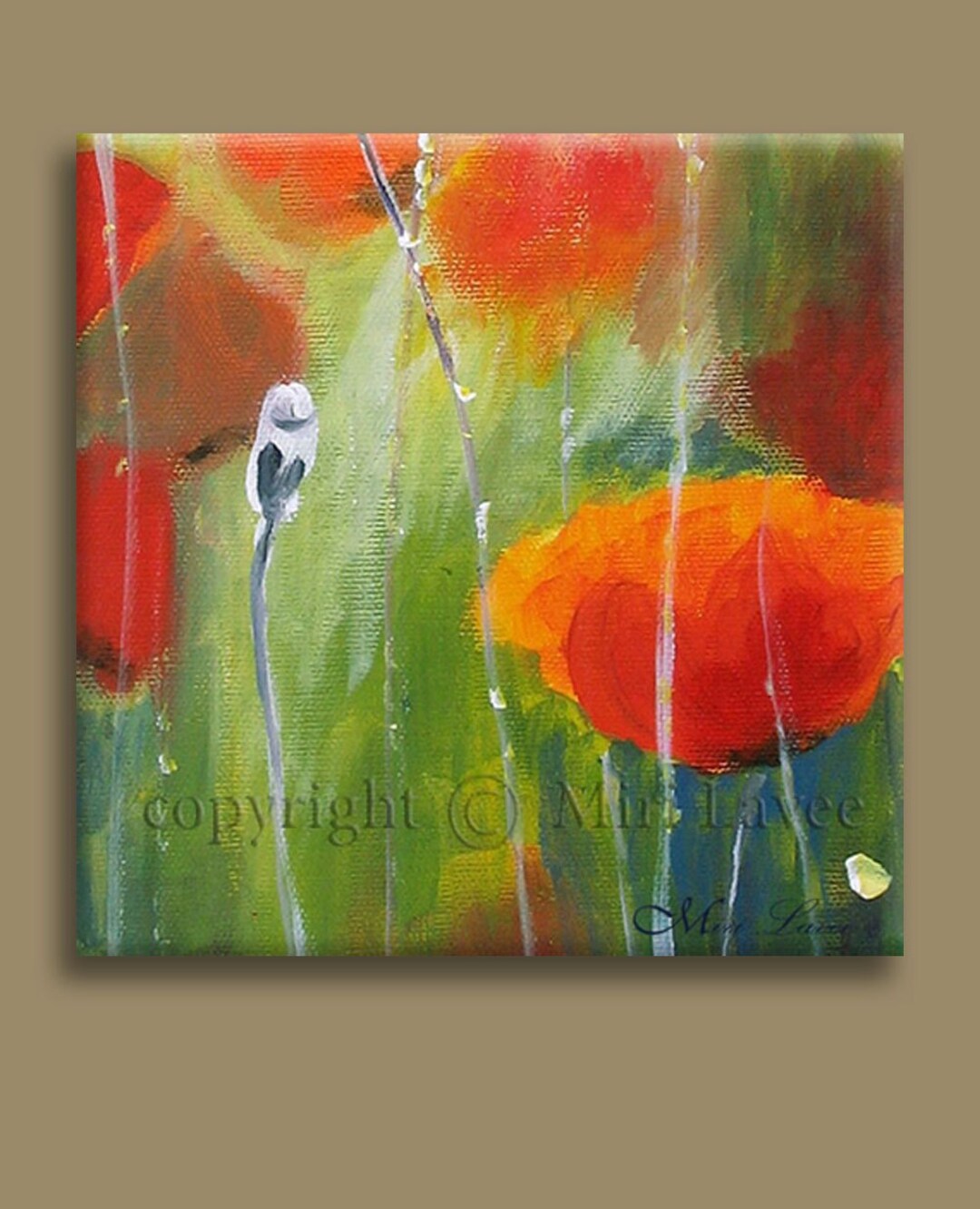 Painting for Office, Red Poppy Field Painting on Canvas, Flower Oil ...