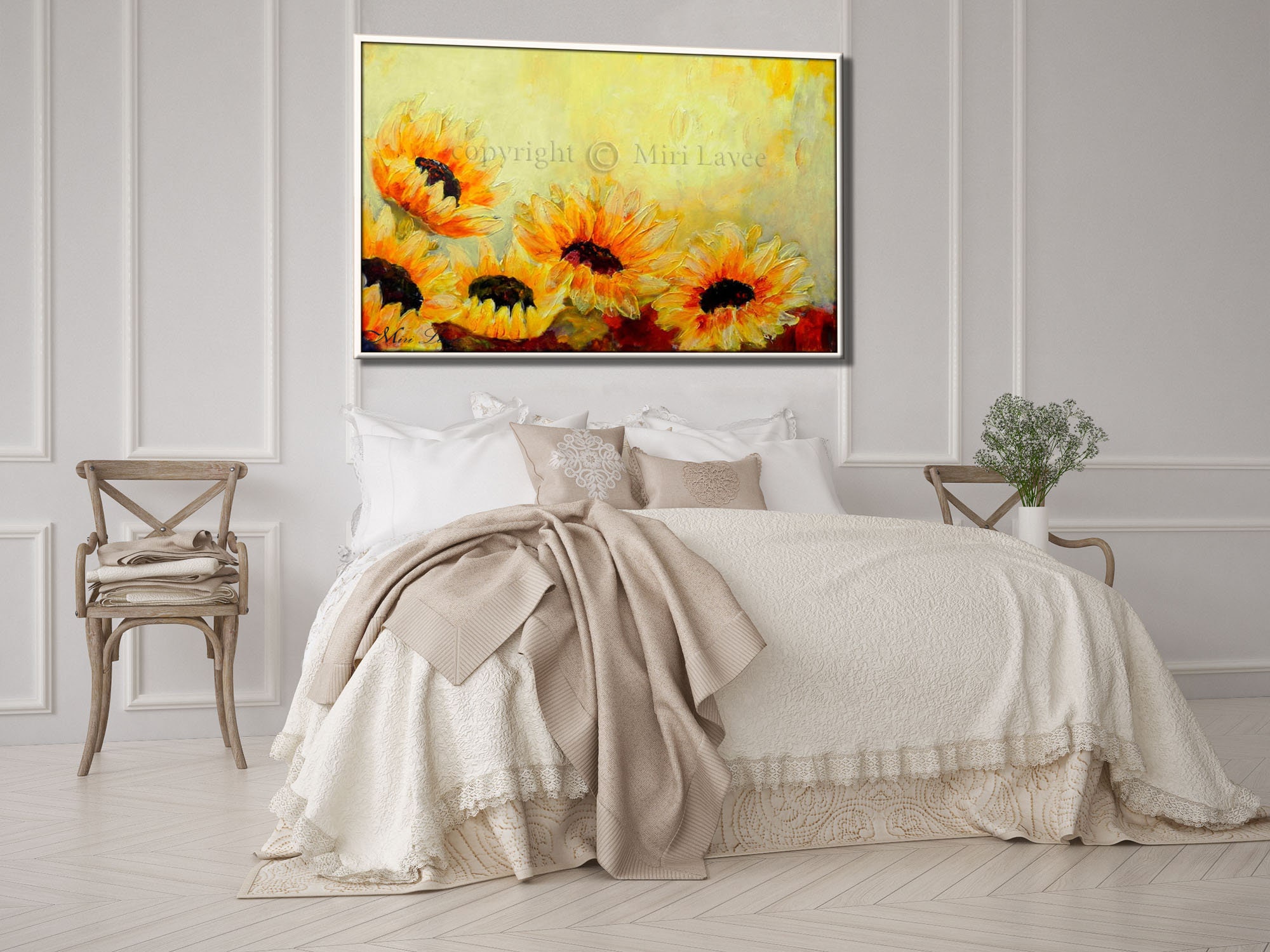 Sunflower Bedroom Wall Art Bedroom Decor Oil Painting Large Etsy