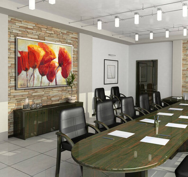 Oil Painting Painting Canvas Red Wall Art Office art Large Etsy