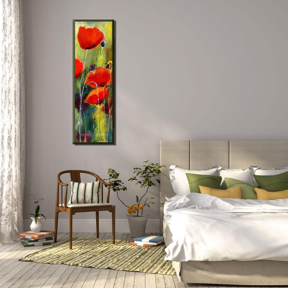 Bedroom Wall Art Flower Art Flower Canvas Art Narrow Wall Etsy