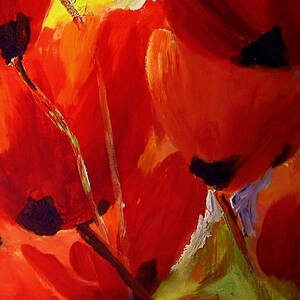 Paintings on Canvas, Large Wall Art, Abstract Painting Canvas, Original Oil Wildflower Art, Large Painting Abstract Canvas Art, Red Poppy image 4