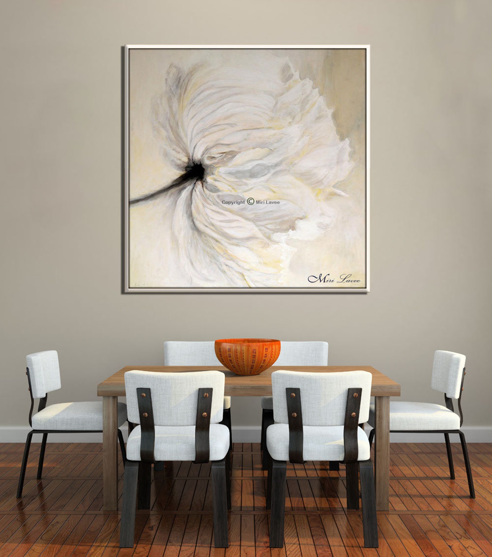 White Living Room Wall Art Oil Painting Flower Painting | Etsy