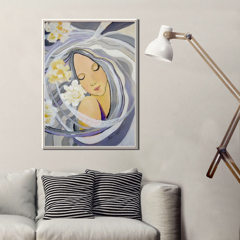 Large Woman Wall Art for Bedroom Romantic Figure Art Grey & | Etsy