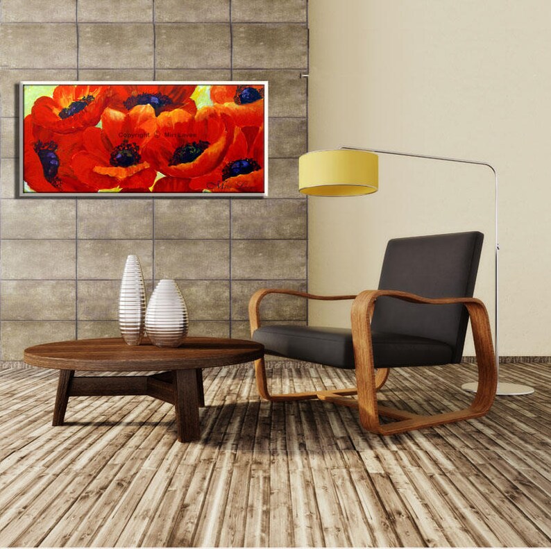 Large Wall Painting Red Flower Large Wall Art Large Etsy