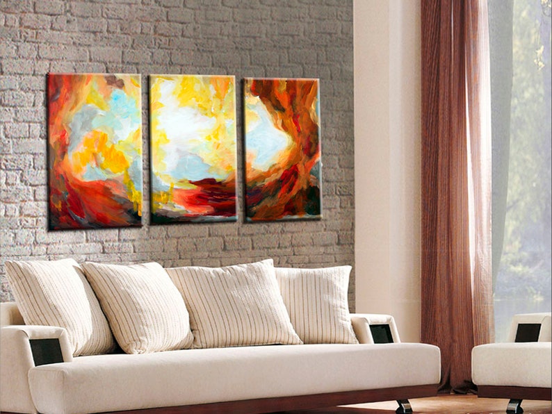 3 Piece Abstract Wall Art, Large Nature Canvas Art Set, Sky Canvas ...