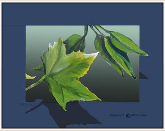 Leaf Print Wall Art, Leaves Print, Leaves Wall Art, Botanical Print, Blue, Green Wall Art, Botanical Wall Art, Bedroom Canvas Wall Art Print