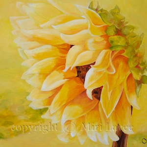 Sunflower Painting on Canvas, Extra Large Living Room Painting, Yellow Sunflower Art Painting, Big Flower Painting, Bright Nature Painting