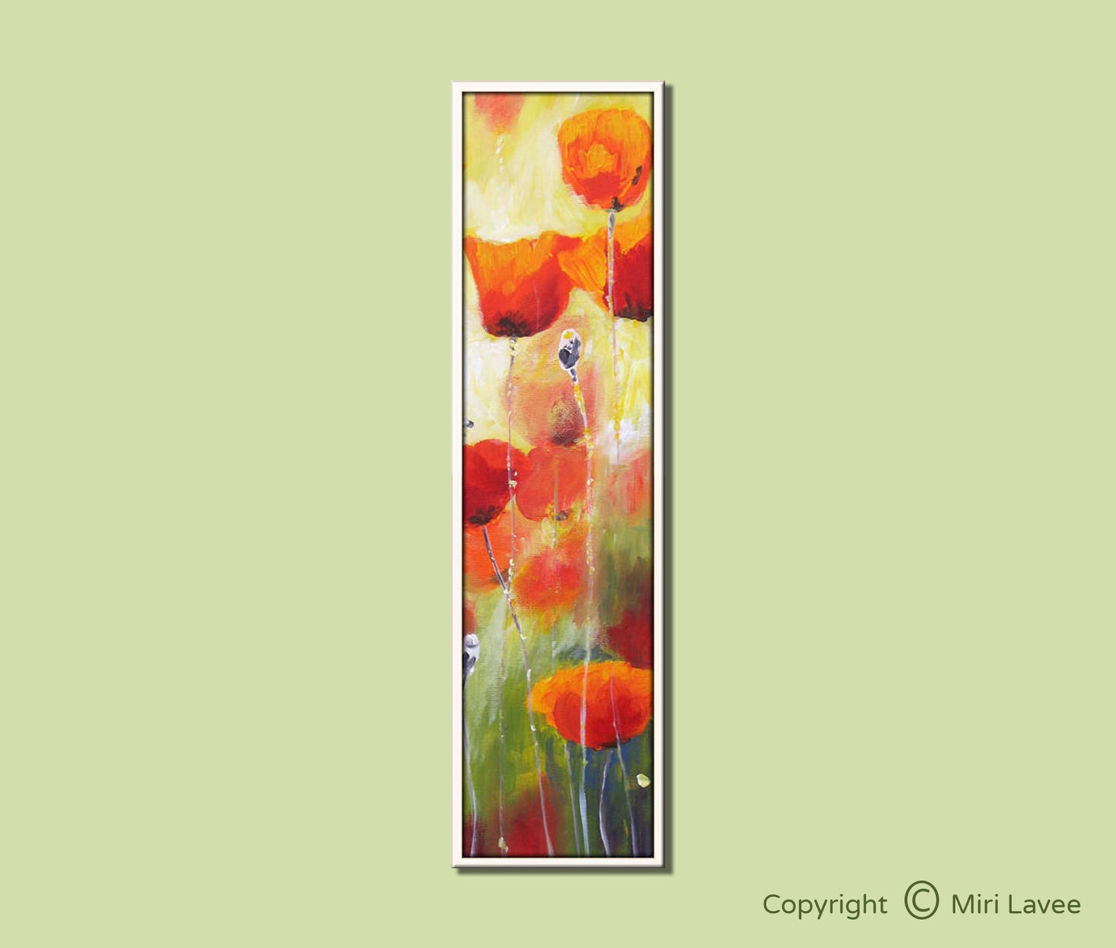 Large Vertical Art, Abstract Flowers Art for Living Room, Poppy Flower