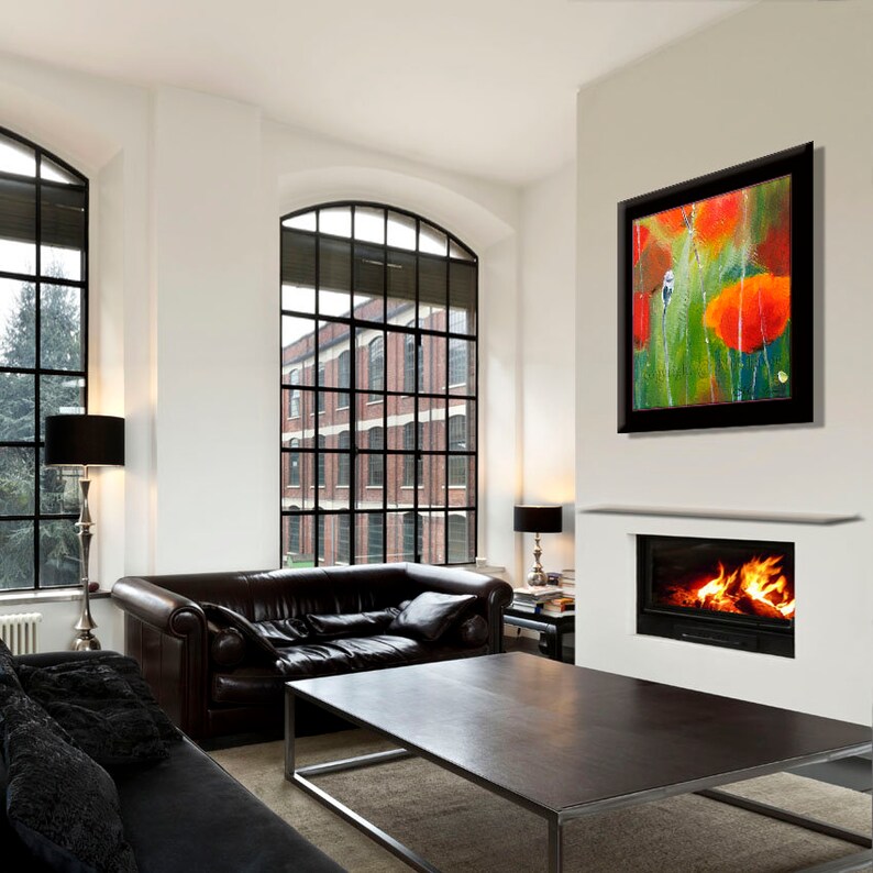 Living Room Art Flower Wall Art Flower Canvas Art Poppy Etsy