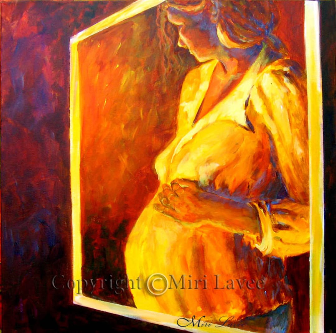 Pregnant Woman Painting, Mother Painting, Original Pregnancy Painting