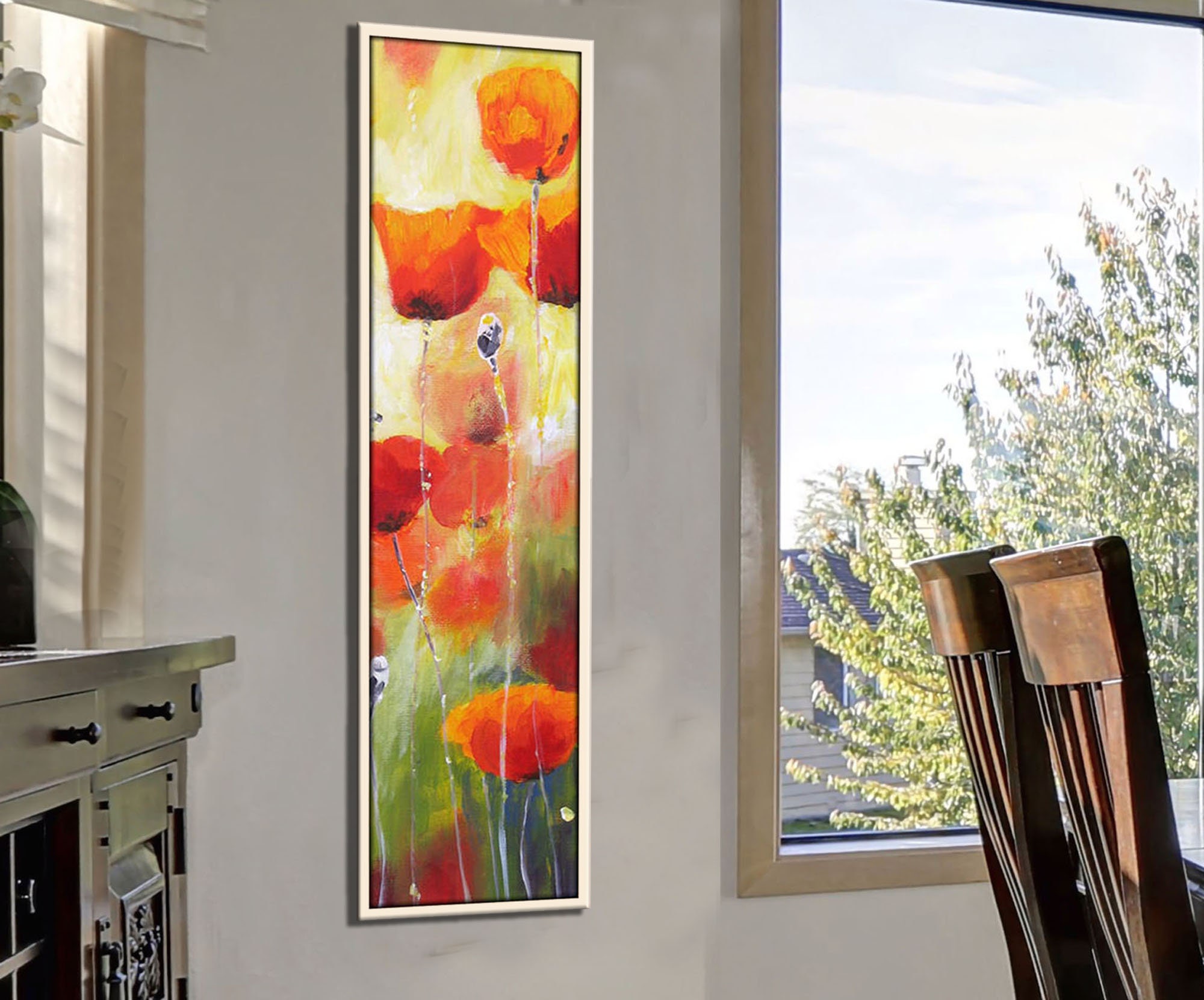 Large Vertical Art Abstract Flowers Art for Living Room - Etsy