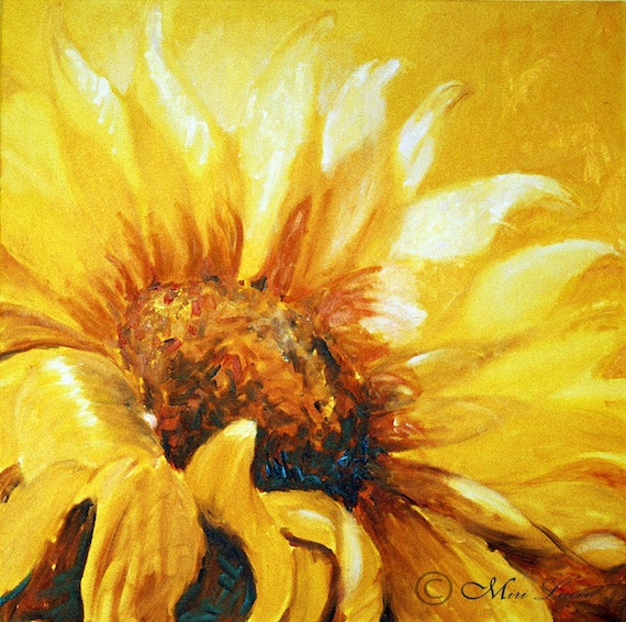 Flower Wall Art Sunflower Painting Gift Ideas For Women Etsy