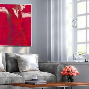 Wall Canvas Art, Fine Art Prints, Red Wall Art, Female Figure, Dance Wall Art, Woman Wall Decor, Sensual Art, Art on Canvas, Canvas Art image 5
