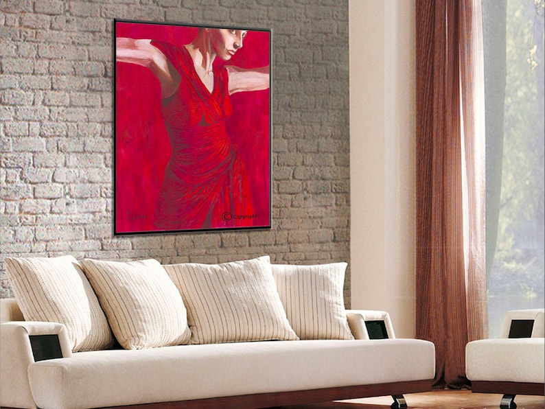 Wall Canvas Art Fine Art Prints Red Wall Art Female Figure Etsy