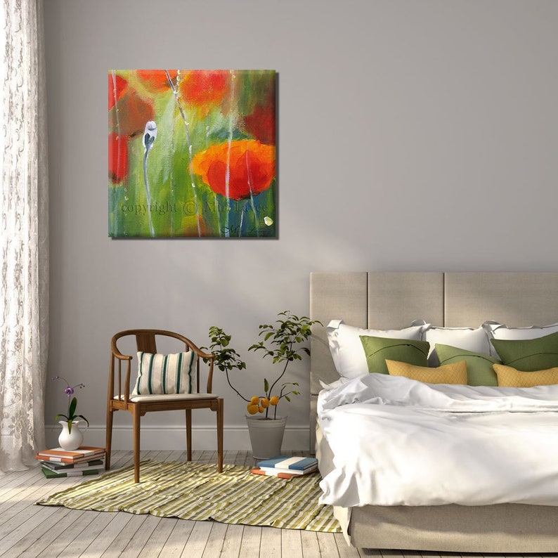 Living Room Art Flower Wall Art Flower Canvas Art Poppy Etsy