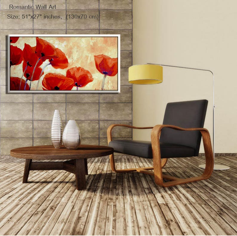 Extra Large Wall Art Red Flower Painting Huge Painting Etsy
