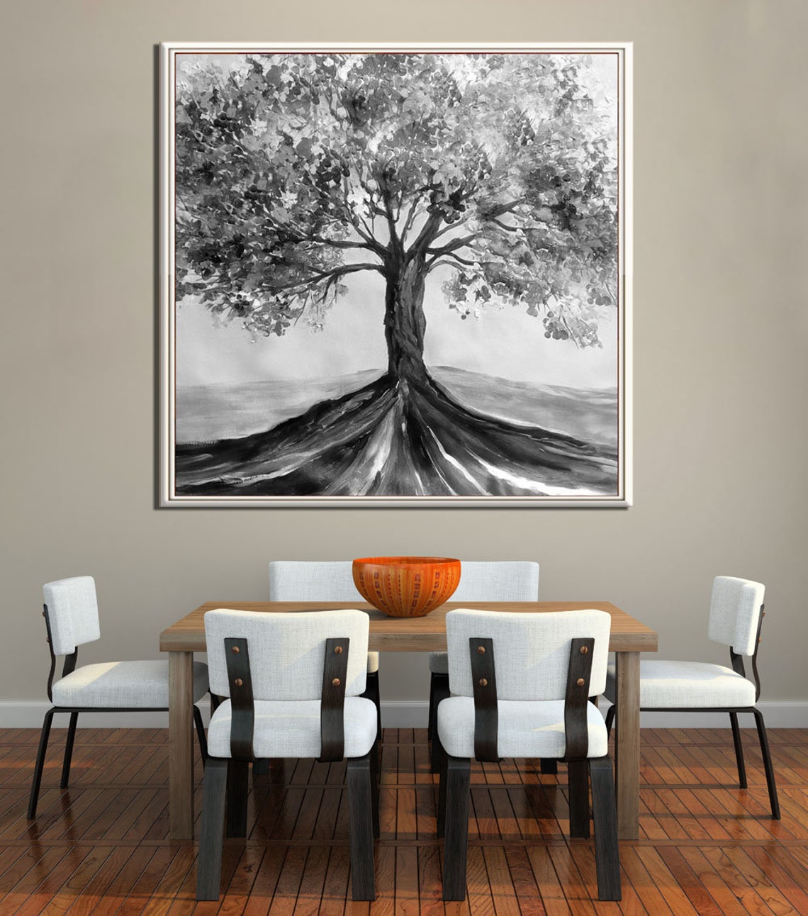 Extra Large Tree Wall Art Black White Tree Painting Print Etsy