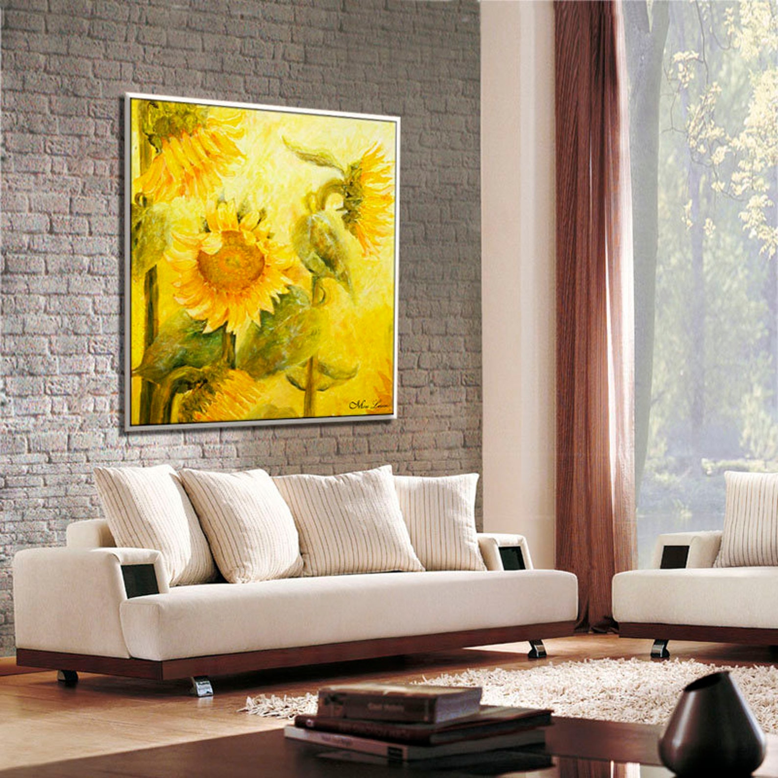 Sonnenblumen-Wandbild 'It's Okay' – Inspirierender Leinwanddruck Mit Zitat, 40,6x61 Cm, Fertig Zum Aufhängen