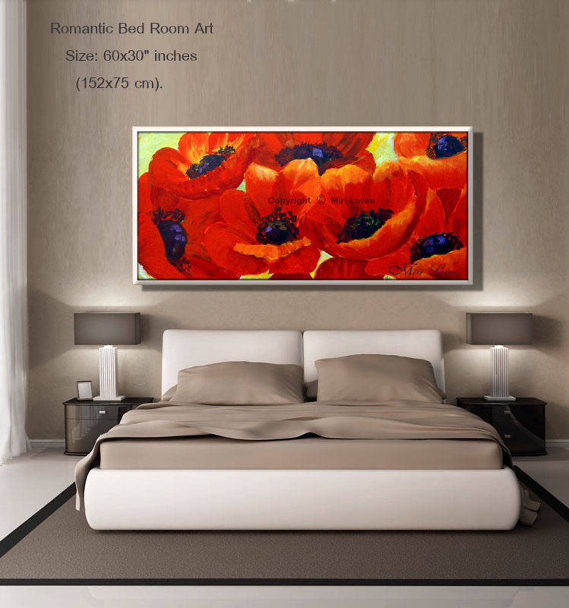 Large Wall Painting Red Flower Large Wall Art Large Etsy