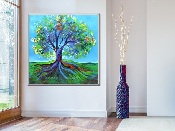 Tree Wall Art Nature Home Decor Turquoise Blue - Tree Canvas Wall Art Nature