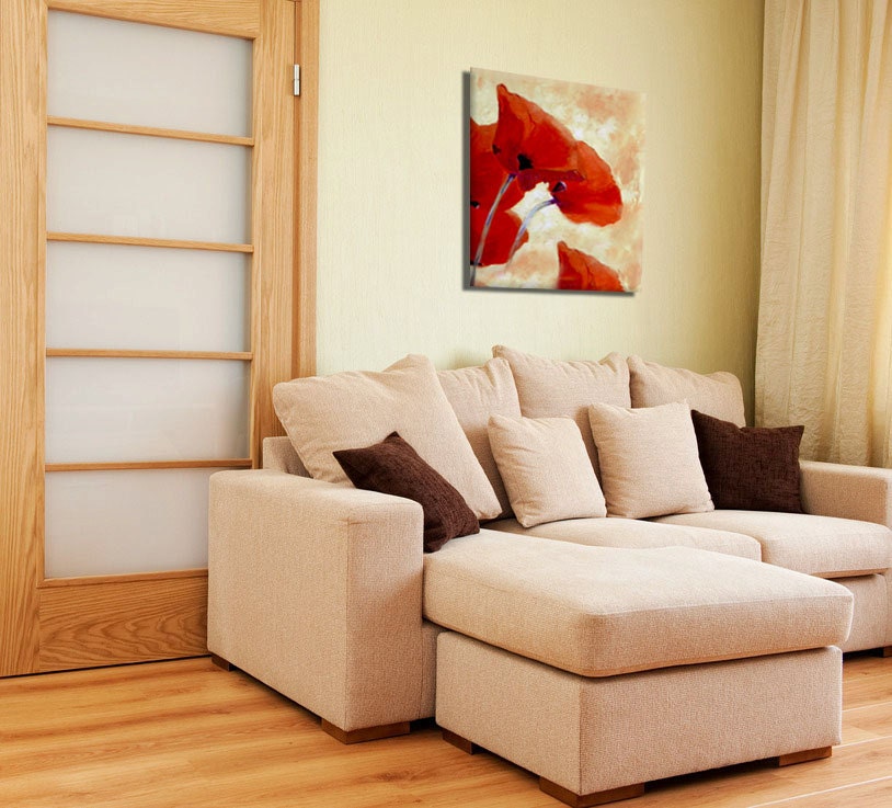 Poppy Painting, Red Poppy Original Oil Painting, Canvas Art Romantic ...