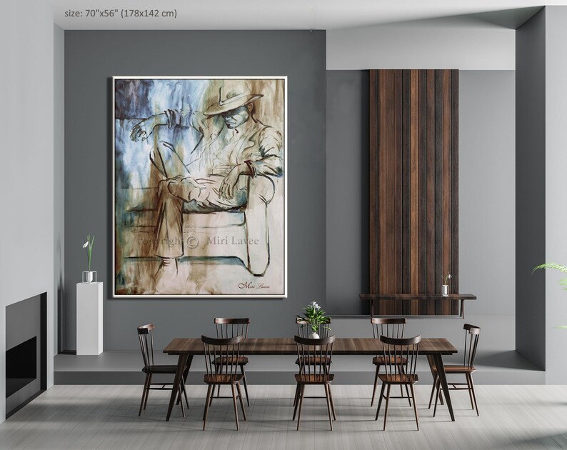 Large Painting Abstract Wall Art Canvas, Contemporary Man Art Figure Painting, Extra Large Wall Art Original Painting, Abstract Figure Art image 2