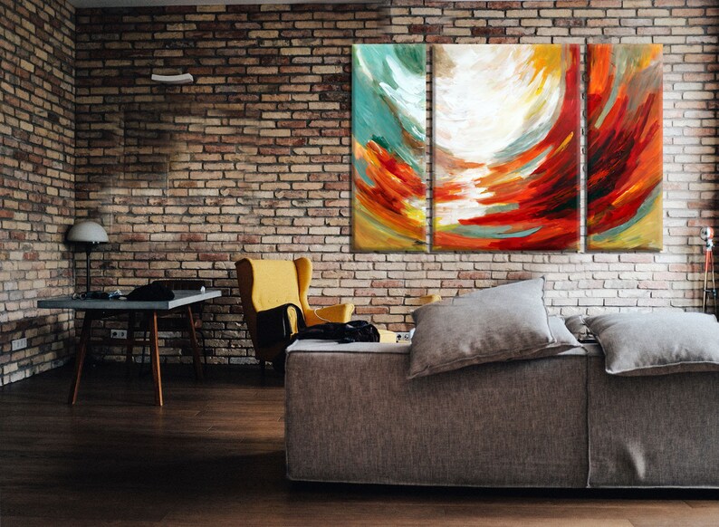 3 Piece Abstract Painting on Canvas Multi Panel Painting Etsy