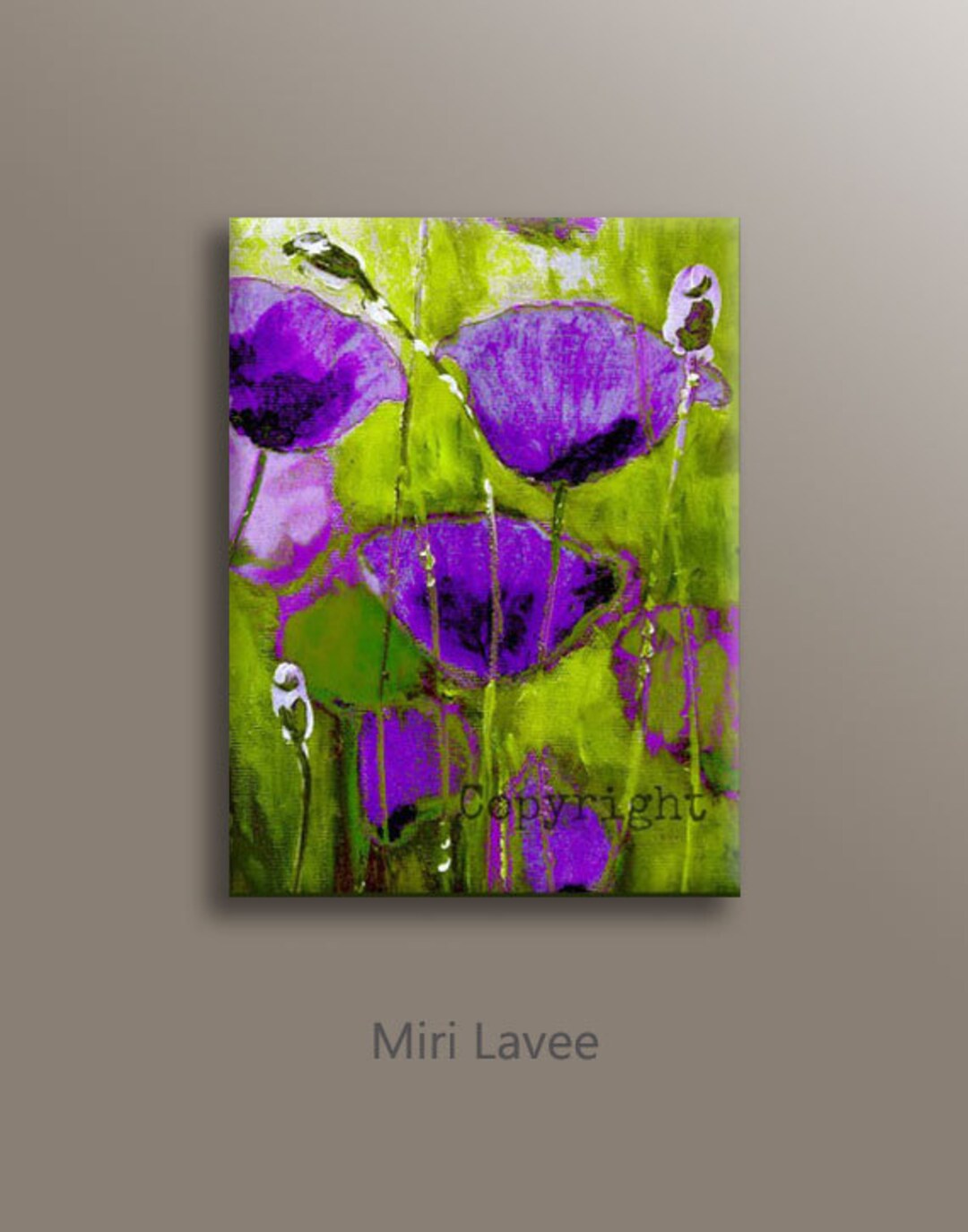 Purple Flower Painting, Purple and Green Original Painting on Canvas ...