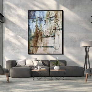 Large Painting Abstract Wall Art Canvas, Contemporary Man Art Figure Painting, Extra Large Wall Art Original Painting, Abstract Figure Art image 6