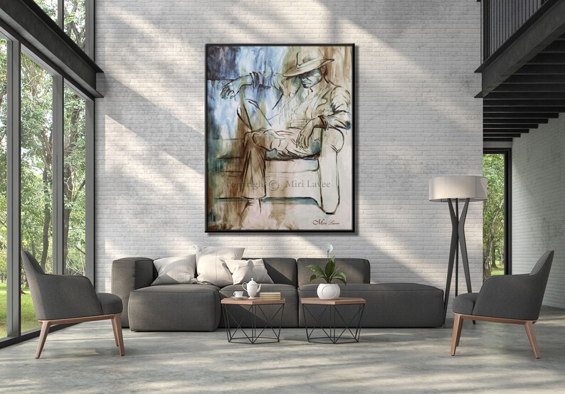 Large Painting Abstract Wall Art Canvas, Contemporary Man Art Figure Painting, Extra Large Wall Art Original Painting, Abstract Figure Art image 6