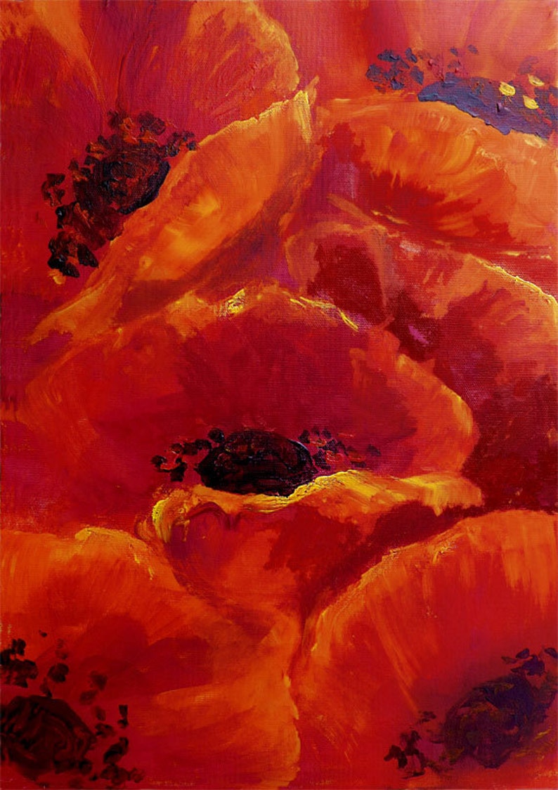 Extra Large Wall Art Red Flowers Wall Art Large Canvas Art Etsy