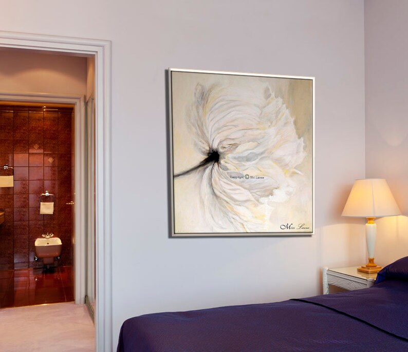 White Living Room Wall Art Oil Painting Flower Painting Etsy