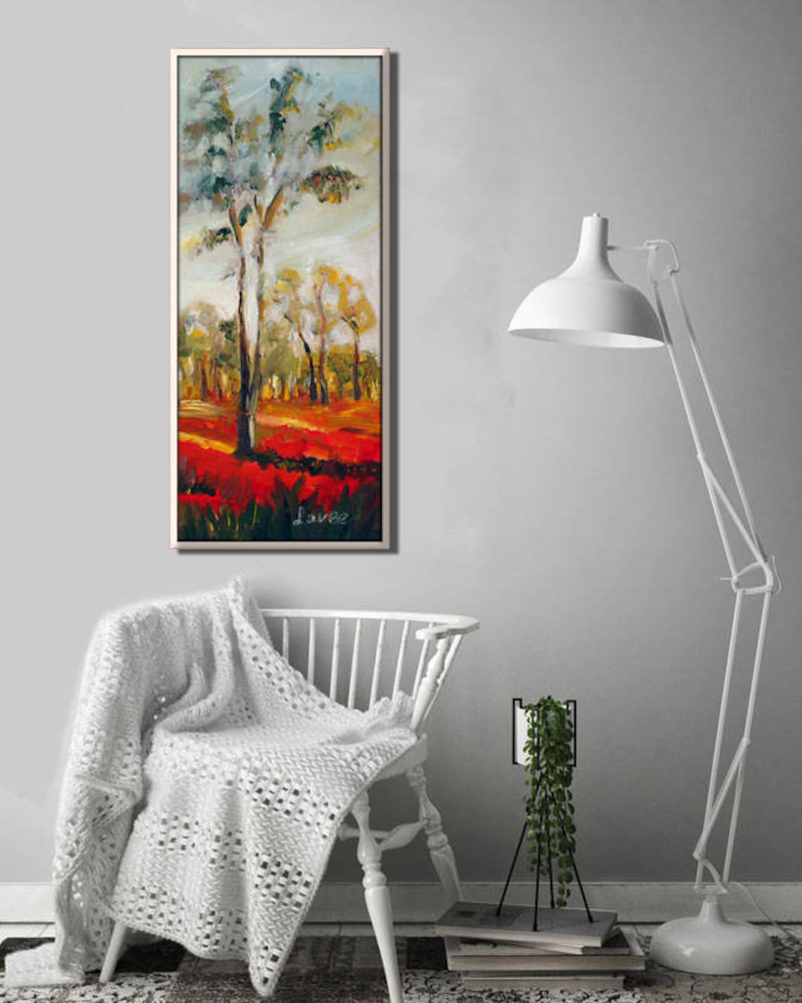 Large Vertical Art Long Wall Art Tree Art Entryway Wall Etsy