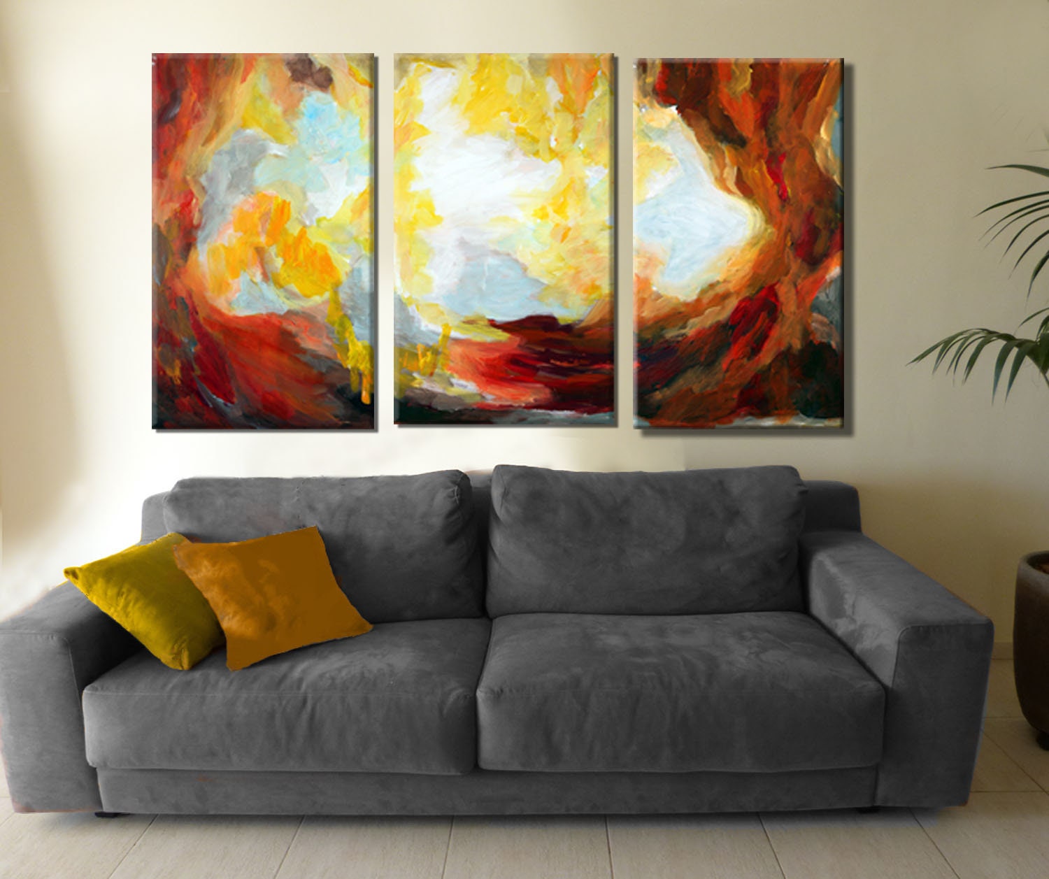 3 Piece Abstract Wall Art, Large Nature Canvas Art Set, Sky Canvas ...