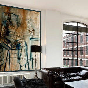 Contemporary Art, Extra Large Painting, Innovative Masculine Wall Art, Brown Wall Art, Modern Office, Office Pictures, Abstract Modern Art image 4