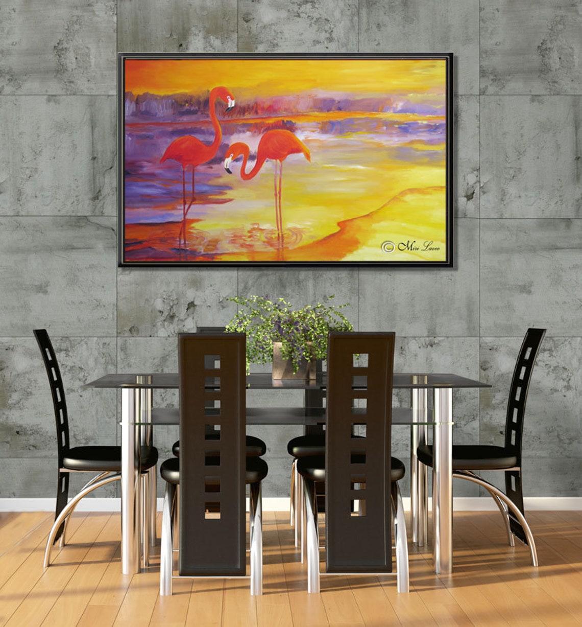 Extra Large Dining Room Wall Art Flamingo Wall Art Painting Etsy
