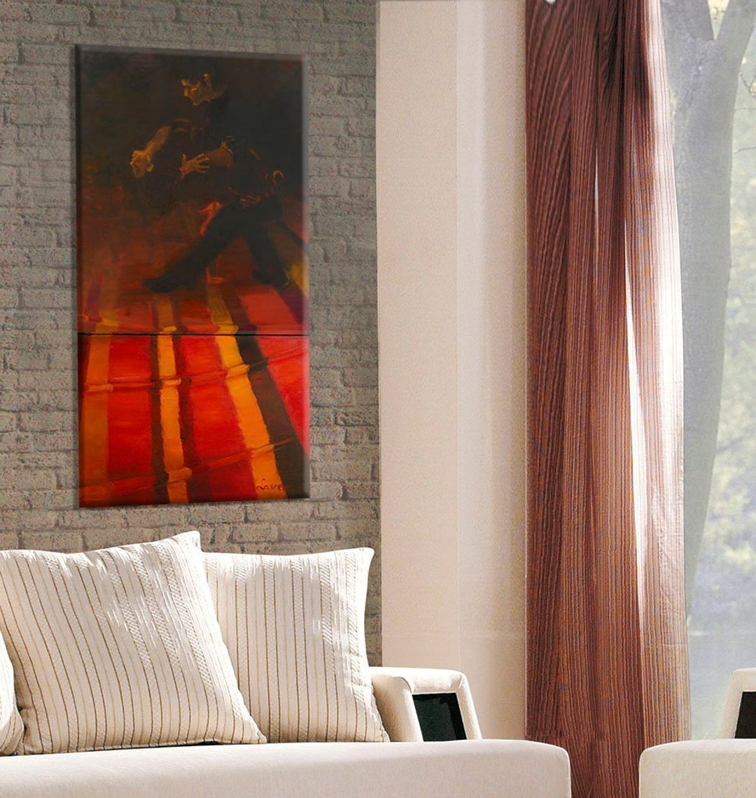 Original Painting, Large Living Room Painting on Canvas, Romantic ...
