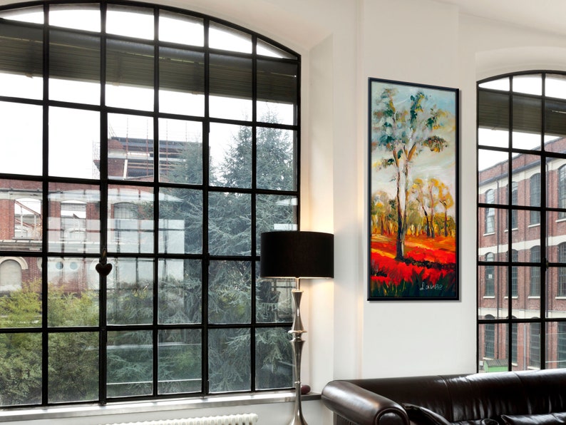 Large Vertical Art Long Wall Art Tree Art Entryway Wall Etsy