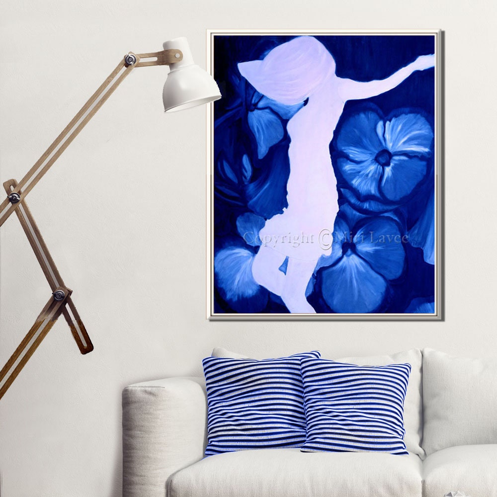 Vibrant Blue Wall Art Contemporary Art Living Room Art Etsy UK