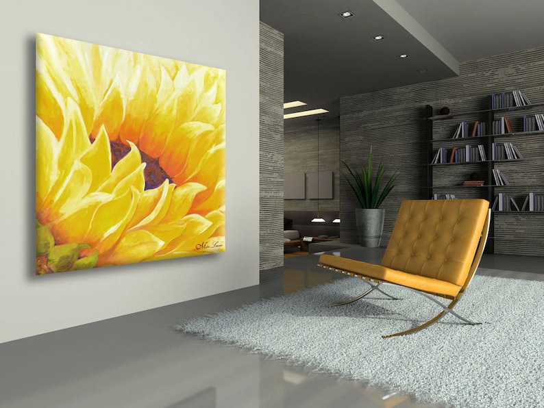 Extra Large Wall Art Sunflower Painting Print Large Living Etsy