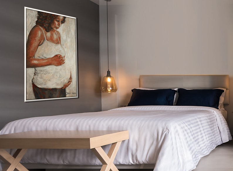Woman Painting, Pregnancy Painting on Canvas, Pregnancy Art, Original