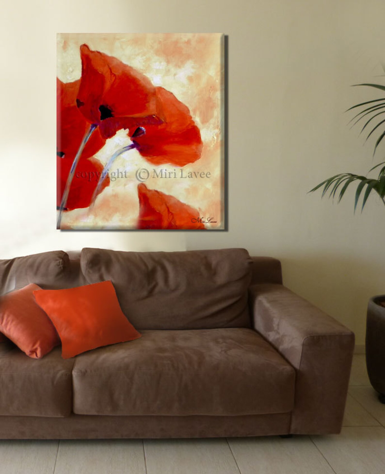 Poppy Painting, Red Poppy Original Oil Painting, Canvas Art Romantic ...