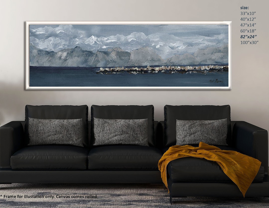 Long Horizontal Seascape Wall Art, Extra Large Living Room Wall Art
