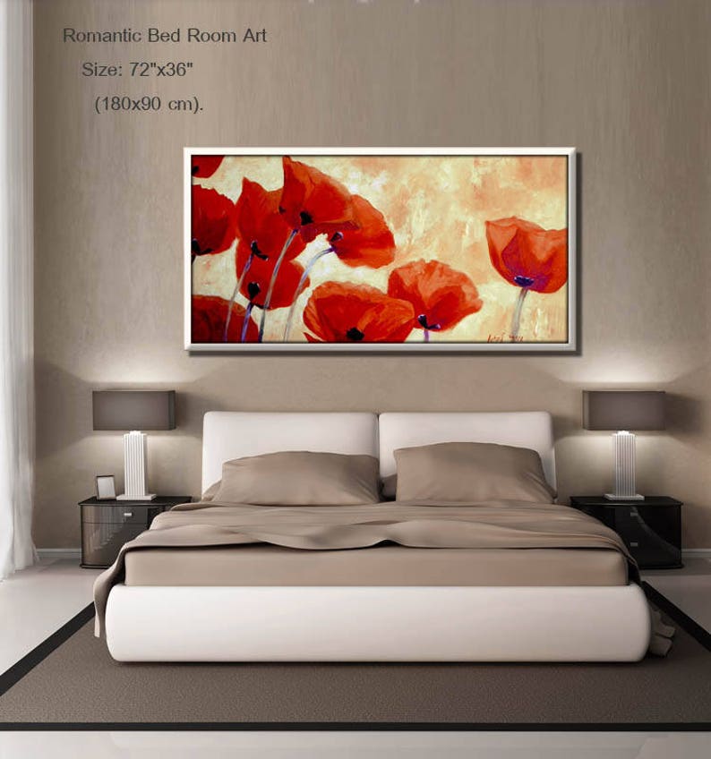 Extra Large Wall Art Red Flower Painting Huge Painting Etsy