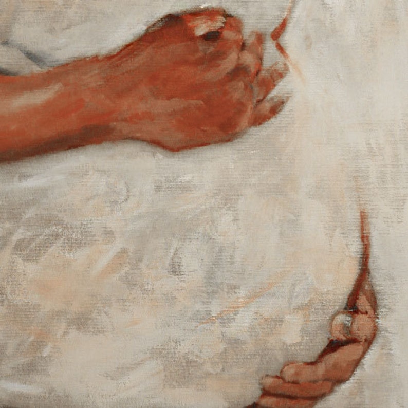 Woman Painting, Pregnancy Painting on Canvas, Pregnancy Art, Original